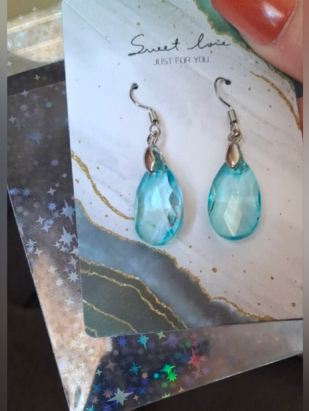 $8 Each Or Bundle 5/$20 Aqua Blue Teardrop Dangle Earrings